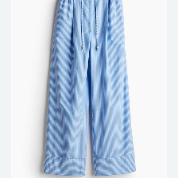 H&M Pants - H&M Blue Striped Wide-Leg Pants Size Large
